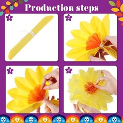 12 Pcs Large Mexican Tissue Paper Flowers 20″ 10″ Giant Colorful Fiesta Paper…