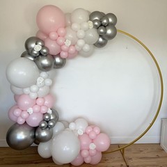Silver Pink White Latex Balloons, 50 Pack 12 Inches Silver Confetti Party Bal…
