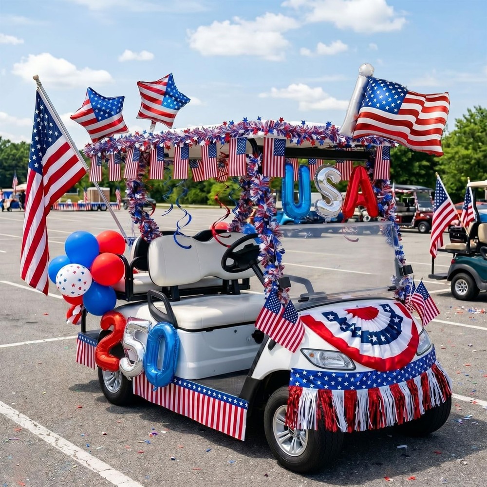 4th of July Golf Cart Decorations Kit, 250th Anniversary USA Patriotic Parade