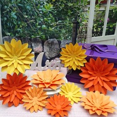 9 Pack Orange Flower 9 in 6 in Fall Autumn Thanksgiving, Party Wall Backdrop