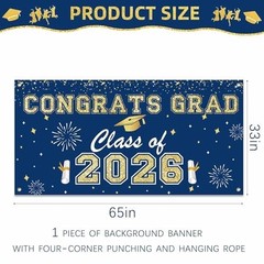 Navy Blue & Gold Graduation Decorations 2026 – Balloon Boxes, Garland Kit & Bann