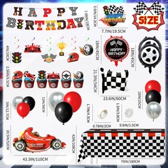 112 Pcs Race Car Birthday Decorations Party Supplies Set Balloons Hanging Swirls
