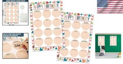Boho Birthday Classroom Poster 2Pcs 17×12 Inch Calendar Cutouts School Decor