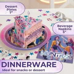 Unique 16 Pack KPop Demon Hunters Dessert Sized Plates and Napkins – 16 Cake Pla