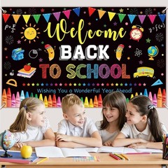 Back to School Decorations Banner, Large 71″ x 43″ Welcome Back to School Backdr