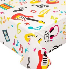 Colorful Music Studio Theme Printed Plastic Table Cover 100-Ft Roll 40″W #156