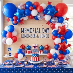RUBFAC Red White and Blue Balloons Arch Kit, 4th of July Balloons Patriotic D…