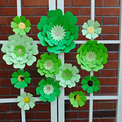 Green Paper Flowers Decorations for Wall Green Wedding Birthday Spring Party Dec