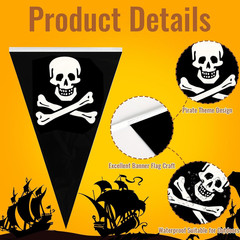 100 Ft Pirate Banner Flag 48 Pcs Pirate Triangle Banner Flags | Pirate Birthday