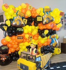 Construction Balloons, 12 inch Black Orange Yellow Balloons,Excavator Helmet …