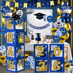 Graduation Decorations Class of 2026 – Blue and Gold Balloons