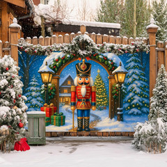 Christmas Nutcracker Banner 71X43 Inch Holiday Backdrop Winter Background with S