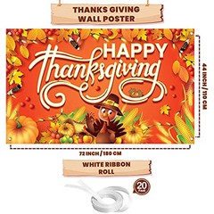 Happy Thanksgiving Banner – XtraLarge, 72×44 Inch | Thanksgiving Backdrop for…