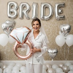 40in Silver BRIDE Balloons, Bridal Veil, Sash & Heart Balloons – Bachelorette De