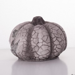 Resin Glitter Spooky Halloween Pumpkin 3.5″ Decoration Prop, Silver Grey