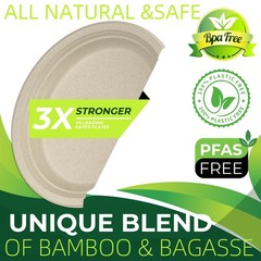 100PCS 100% Compostable Original Oval Paper Plates(12in), Heavy Duty Disposab…