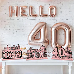 4 Pieces 40Th Birthday Decorations for Women Wooden Table Centerpieces | Black R