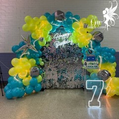 Blue and Yellow Balloons Garland Arch Kit and Rockstar Birthday Decoration Set