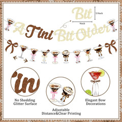 A Tini Bit Older Birthday Decorations, Gold Brown Glitter Tiny Bit Older Banner