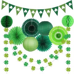 St Patricks Day Decorations, Green Party Supplies Four-leaf Clover Garland Ti…