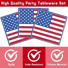 Patrotic Remember Memorial Day Disposable Tableware Set (Plates, Napkins, Forks)