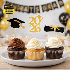 Graduation Decorations 2026-36 PCS Graduation Cupcake Toppers – 2026 Graduation
