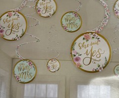 Bridal Shower or Hens Night Hanging Swirl Decorations She Said Yes
