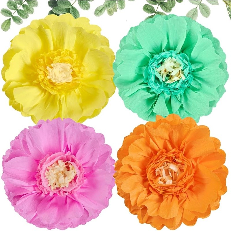 Giant Paper Flower Set Party Decoration Vibrant Crepe Tissue Floral Display New