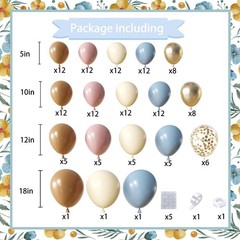 148Pcs Dusty Pink Blue Brown Yellow Balloon Arch Garland Kit, Retro Pink Dust…