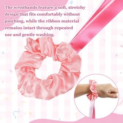 Rainbow Dance Ribbons, Wrist Streamers 6 Pcs & Pink & White