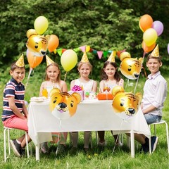 Cute 4D Woodland Jungle Tiger Head Balloons Wildlife Wild Zoo Safari Animal P…