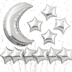 Moon and Star Balloons New Years Balloons 36 Inch Large Metallic Gold Moon Shape