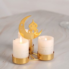 Eid Mubarak Candle Holder Metal Ramadan Home Decoration Table Ornament JQ
