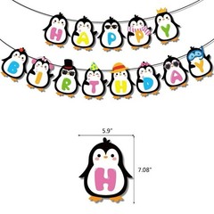 Cute Penguin Theme Birthday Party Decorations Set Banner Balloons Cake Toppers