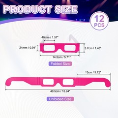 12 Pack 3D Diffraction Glasses Firework Diffraction Grating Pink