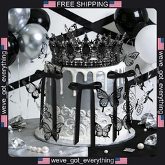 17-Piece Crown and Butterfly Cake Decorations for Celebrations