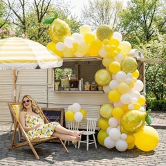 Yellow lemon Balloon Garland Arch kit with Sun lemon mylar Balloons for Summe…