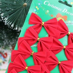 Christmas Ornaments 12pcs Bowknot New Year Butterfly bow Hanging Decor Xmas tree