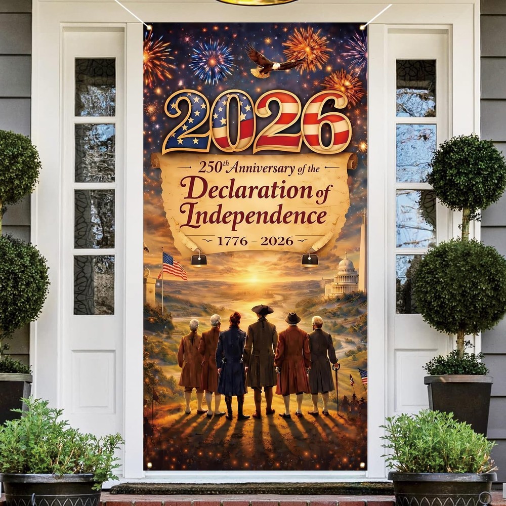 250th Anniversary American Flag Door Cover – 1776-2026 Vintage Decor