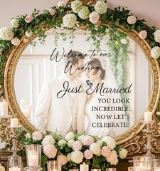 3 Pcs Welcome to Our Wedding Mirror Sign Decal,Vinyl Lettering Size1, Black