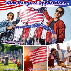 10 Pcs 4th of July Float Decorations, American Flag Fringes & Patriotic Tinsel G