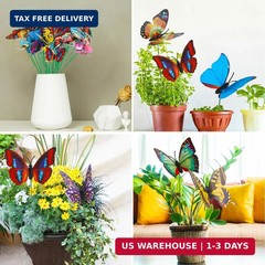 Augshy Butterfly Decorations, 75 Pcs Butterfly Stakes PVC Waterproof Decorative