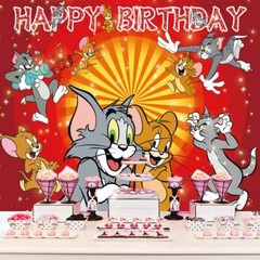 Tom and Jerry Party Decorations Party Supplies Backdrop Banner Birthday Gift