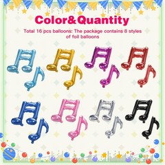 16 Pcs Music Note Foil Balloons 16» Music Note Foil Mylar Balloons Aluminum …