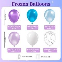 Frozen Party Balloons – 60-Pack 12-Inch Purple & Blue Balloons with Snowflake.