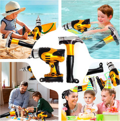 12 Pcs Hammer Drill Balloons Set,18 Inch Construction Foil Balloons,Construction