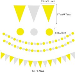 Party Decoration, 21 Pcs Yellow Hanging Paper Fans Pom Poms Flowers, Garlands…