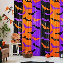 Halloween Party Decorations, 2 Pack Halloween Foil Fringe Curtains 3.3 X 6.6 ft,
