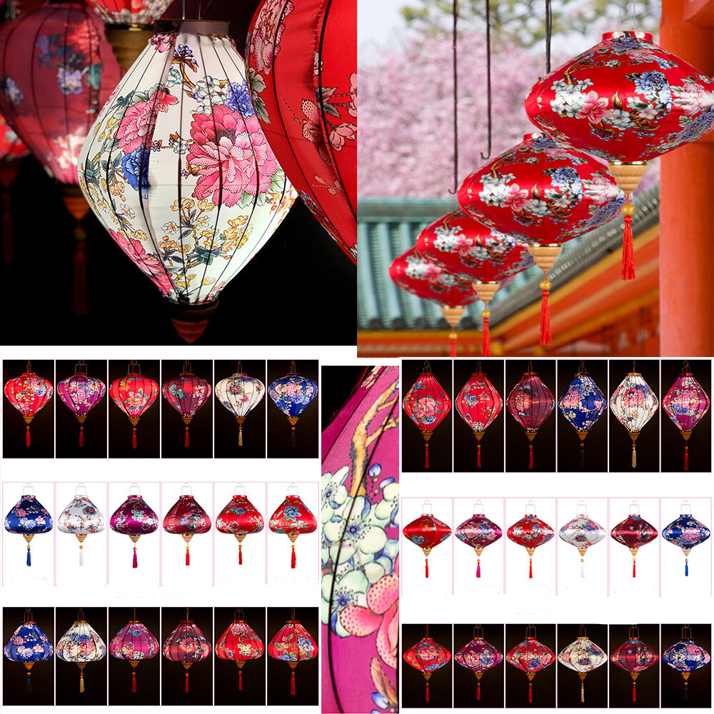 Retro Japanese Hanging Lanterns Floral Lantern Party Festival Hanging Decor