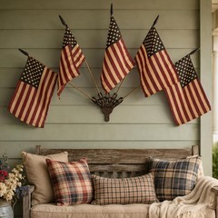 Tea Stained American Flag 5Pcs Vintage Patriotic Home Decor Five Wall Flags